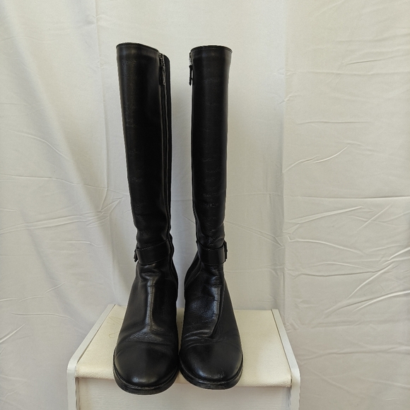 Aquatalia Jessa Black Leather Riding Boot Black Leather Stretch  Boot Size 8 - Picture 6 of 13